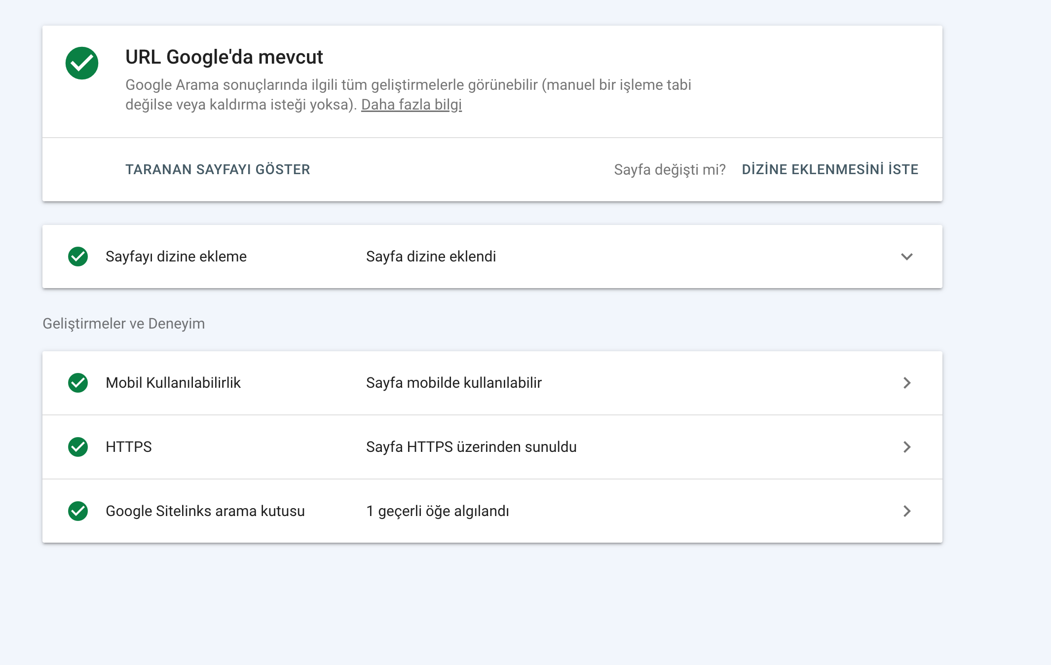 search console kayıt site index