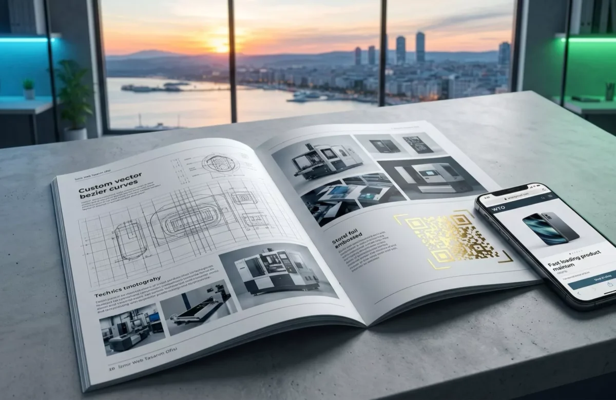 İzmir Web Tasarım Ofisi tarafından hazırlanan dijital QR kod entegreli profesyonel katalog tasarımı.
