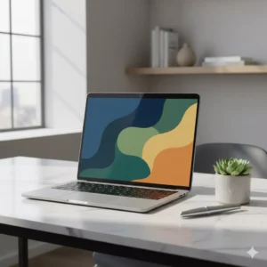 Kaliteli içerik stratejisini ve dijital otoriteyi temsil eden modern çalışma alanı tasarımı.