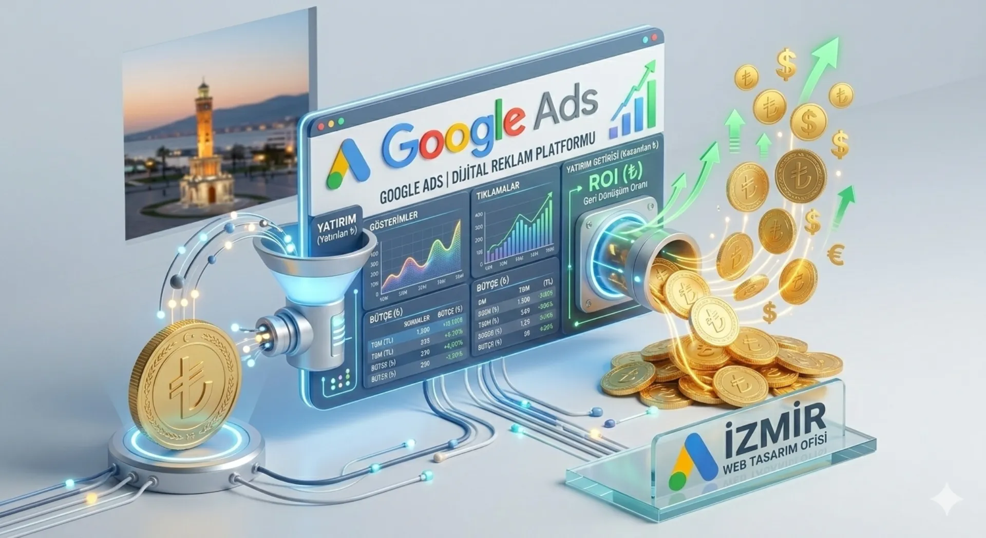 Google Ads reklam harcamasının getirisi (ROAS) takip ekranı.