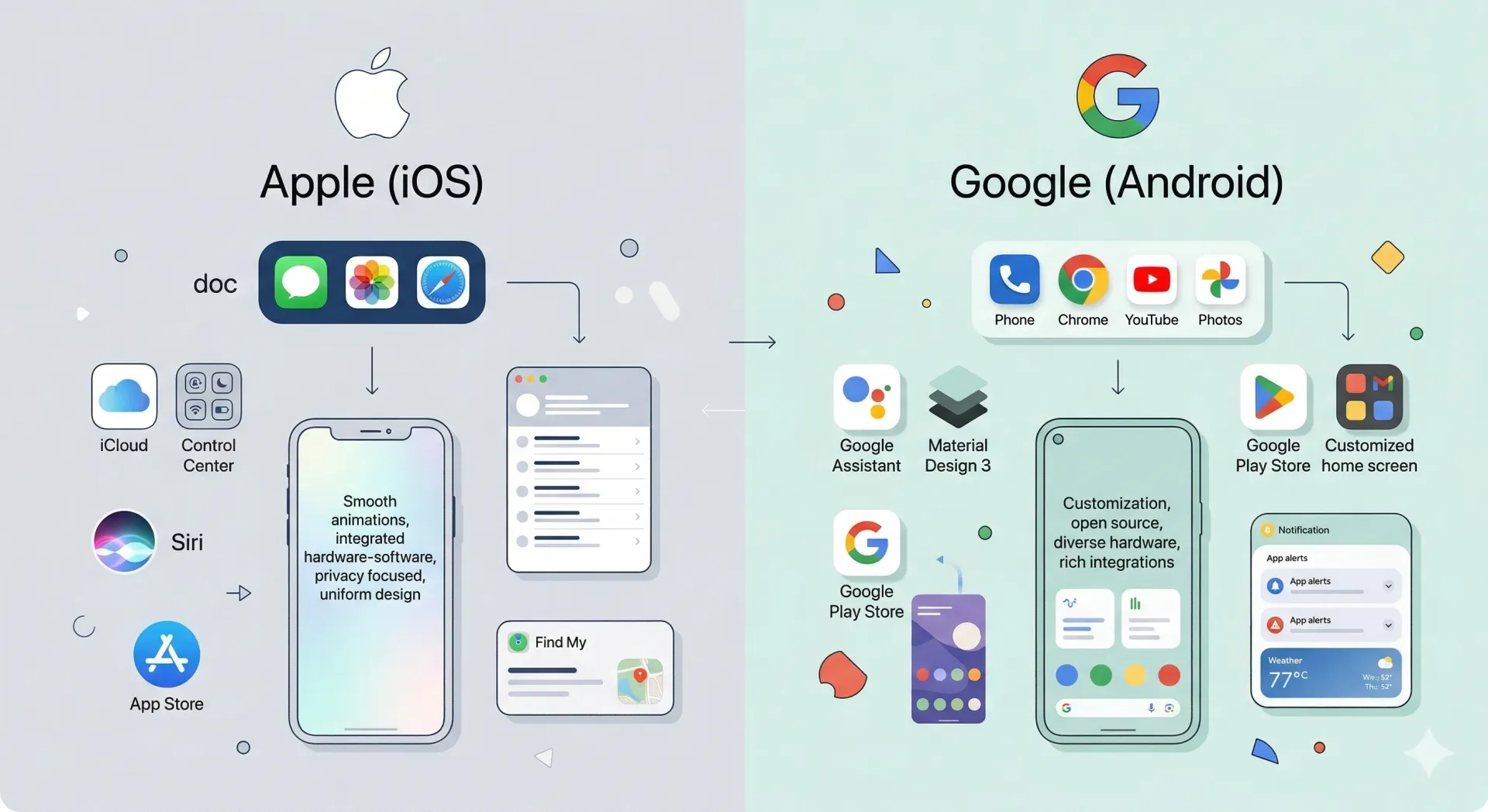 iOS ve Android uygulama geliştirme platformlarının karşılaştırılması.