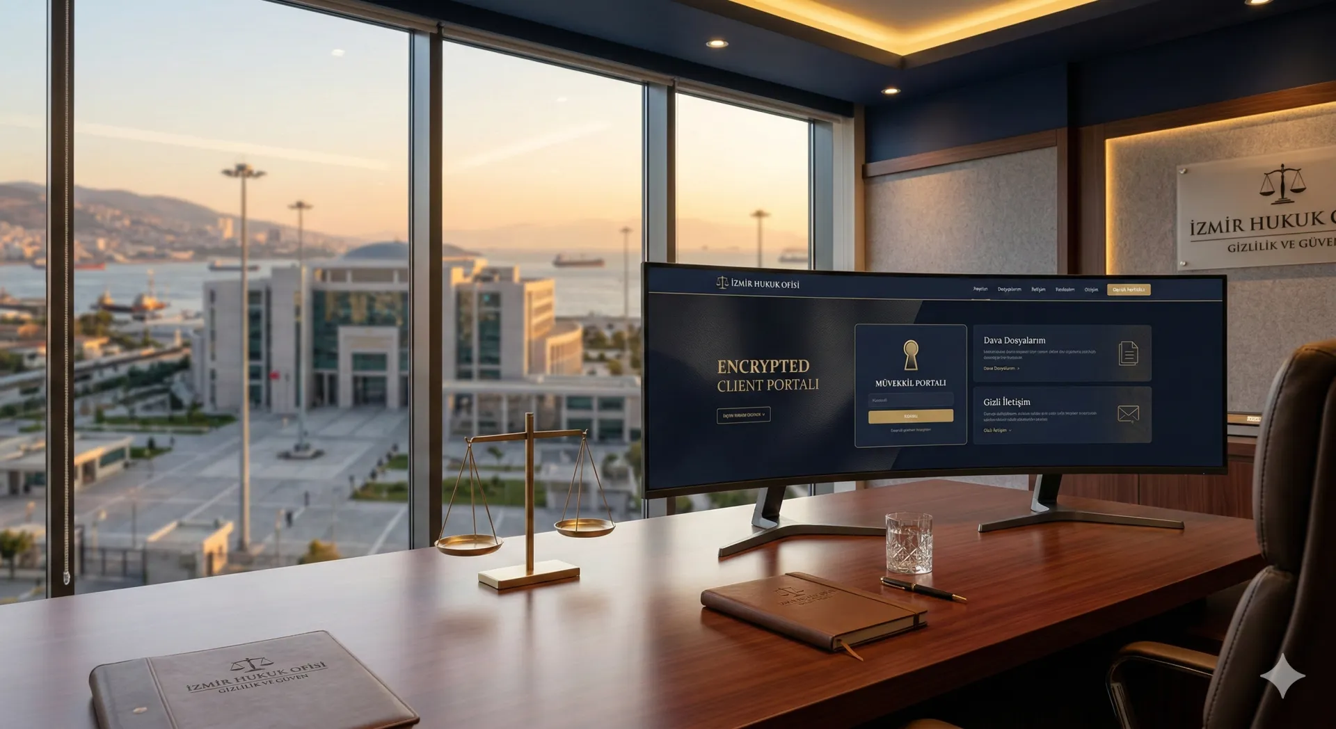 İzmir Web Tasarım Ofisi tarafından Bayraklı'daki avukatlar için hazırlanan, Baro kurallarına uygun ve güven odaklı kurumsal hukuk bürosu web tasarım projesi.