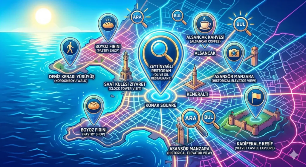 İzmir yerel SEO ve web tasarım görünürlük haritası.