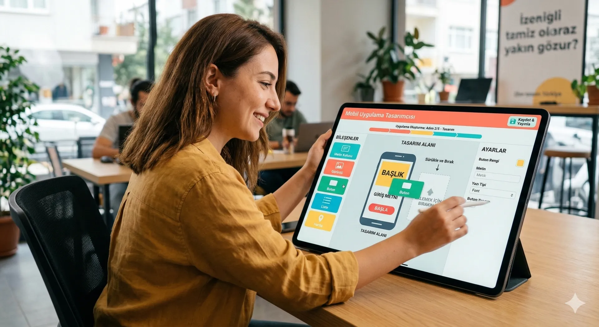 Kod yazmadan mobil uygulama yapma programı arayüzü.