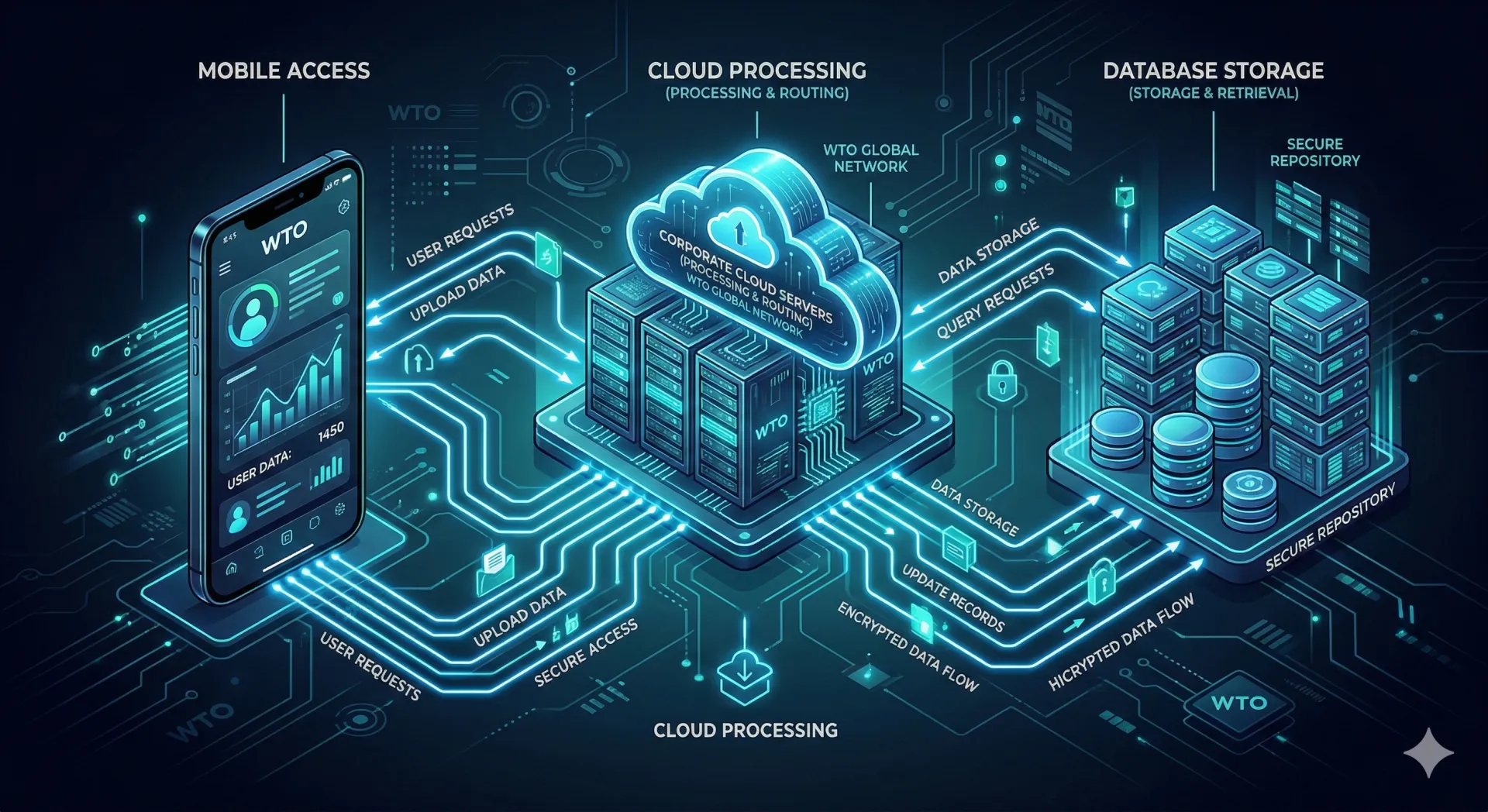 Mobil uygulama sunucu, veritabanı ve API entegrasyonu çalışma prensibi.