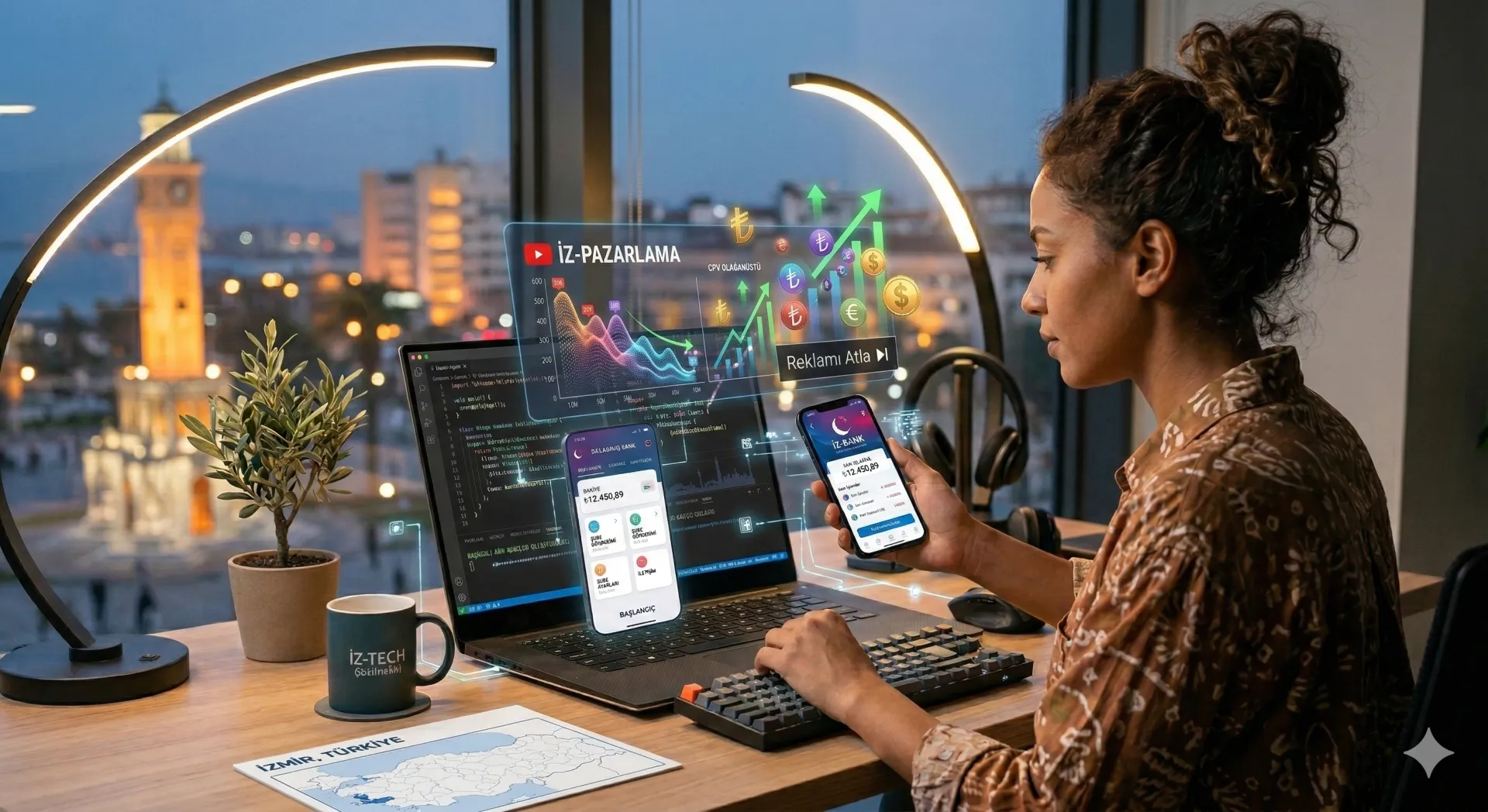 YouTube 1000 izlenme kaç TL sorusunu temsil eden mobil reklam görseli.