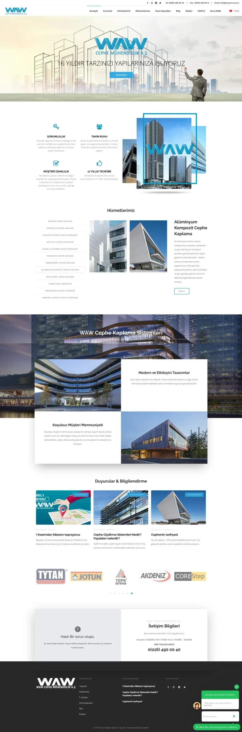 İstanbul Pendik alüminyum kompozit giydirme cephe kaplama firması kurumsal web tasarım ekran görüntüsü