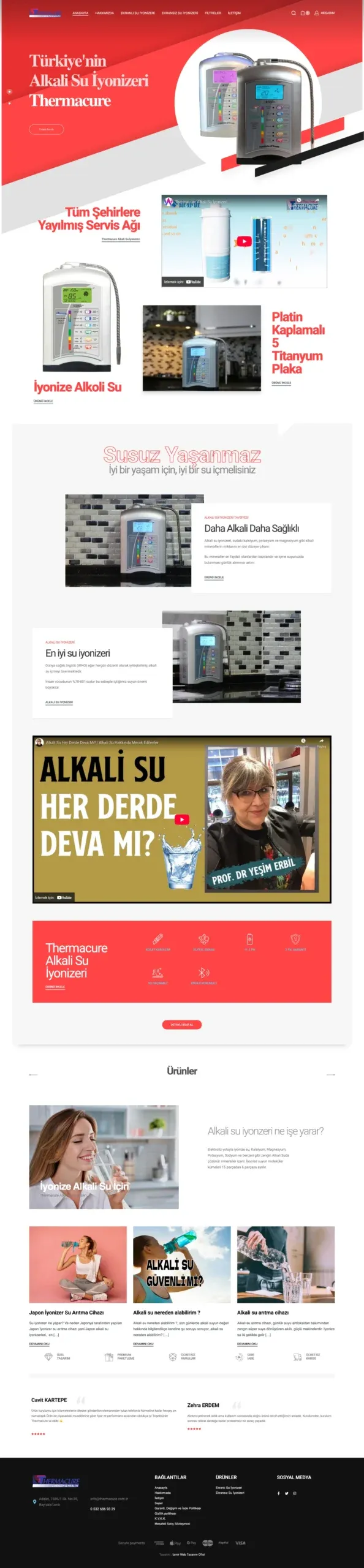 İzmir Bayraklı alkali su iyonizeri SEO odaklı açılış sayfası web tasarım ekran görüntüsü