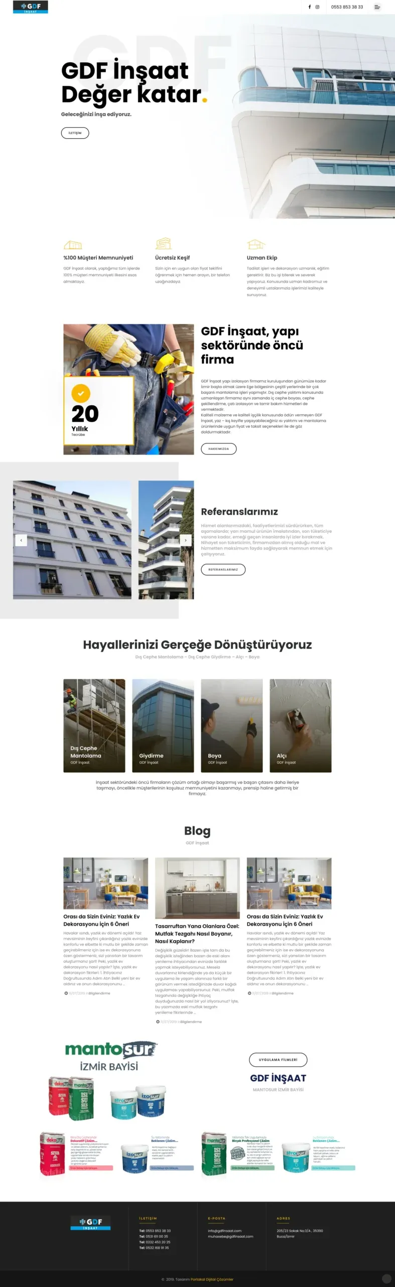 İzmir Buca dış cephe mantolama giydirme inşaat firması kurumsal web tasarım ekran görüntüsü