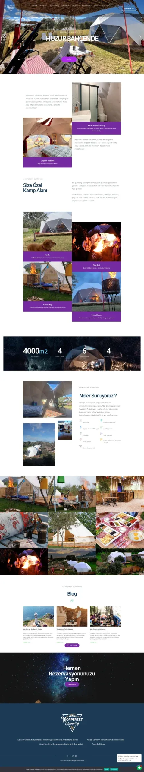 İzmir Karaburun glamping dome house turizm tesisi kurumsal web tasarım ekran görüntüsü