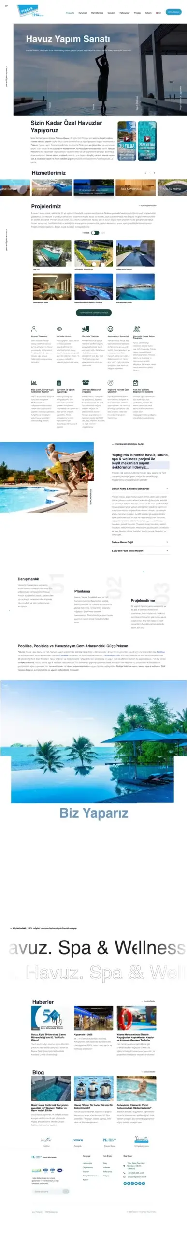 Narlıdere İzmir Havuz & Spa Yapım Firması için Proje Portföylü Kurumsal Web Tasarım