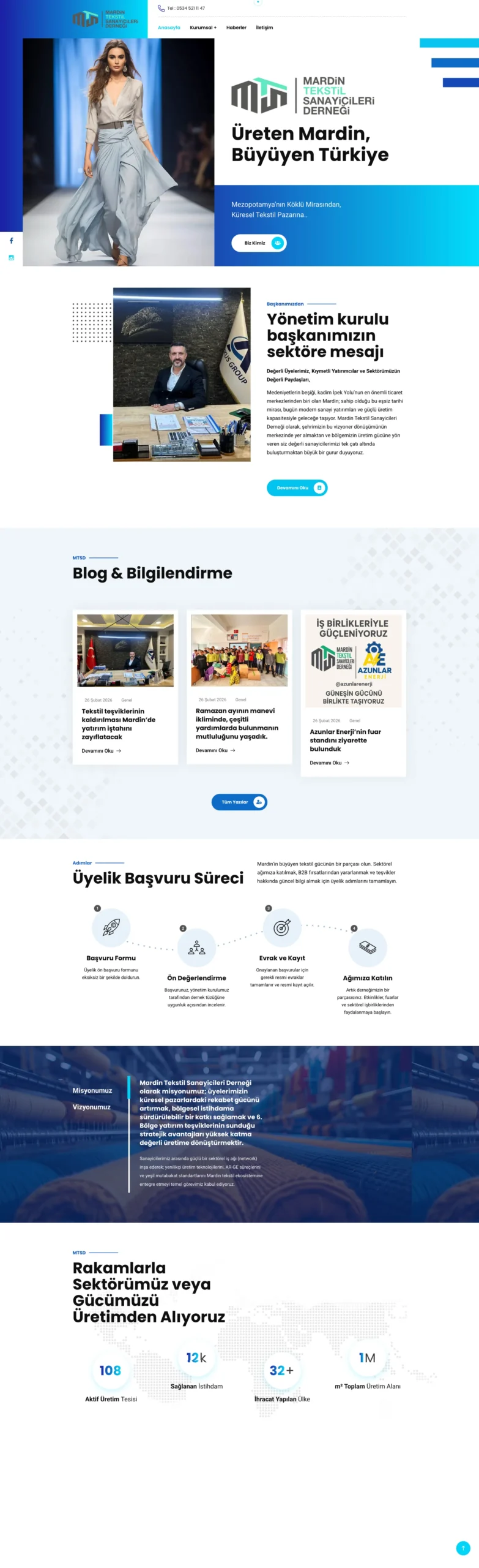 Mardin Tekstil Sanayicileri Derneği için Üyelik & Sektör Odaklı Kurumsal Web Tasarım