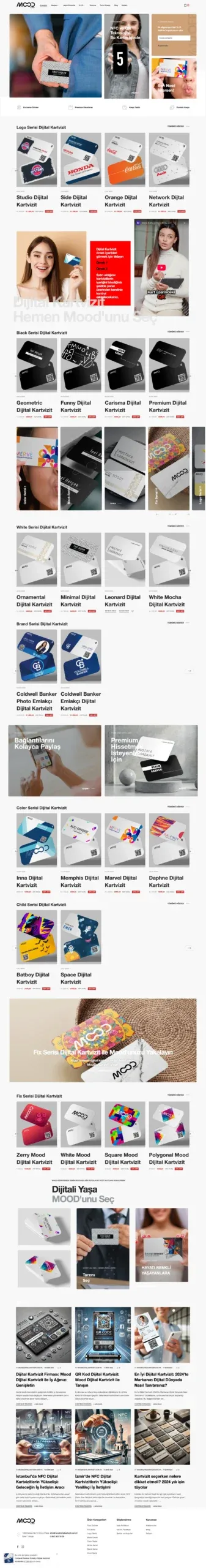 NFC QR teknolojili dijital kartvizit e-ticaret mağazası web tasarım ekran görüntüsü